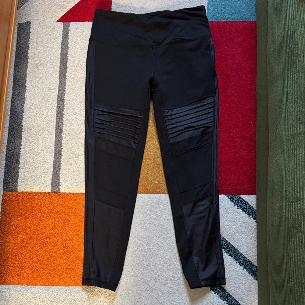 Victorias Secret Sport Black Moto-Detail High-Waist Leggings